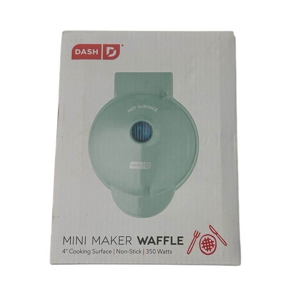 Dash Mini Maker: Aqua Mini Waffle Maker Machine - Pre-owned In Box - Picture 4 of 16